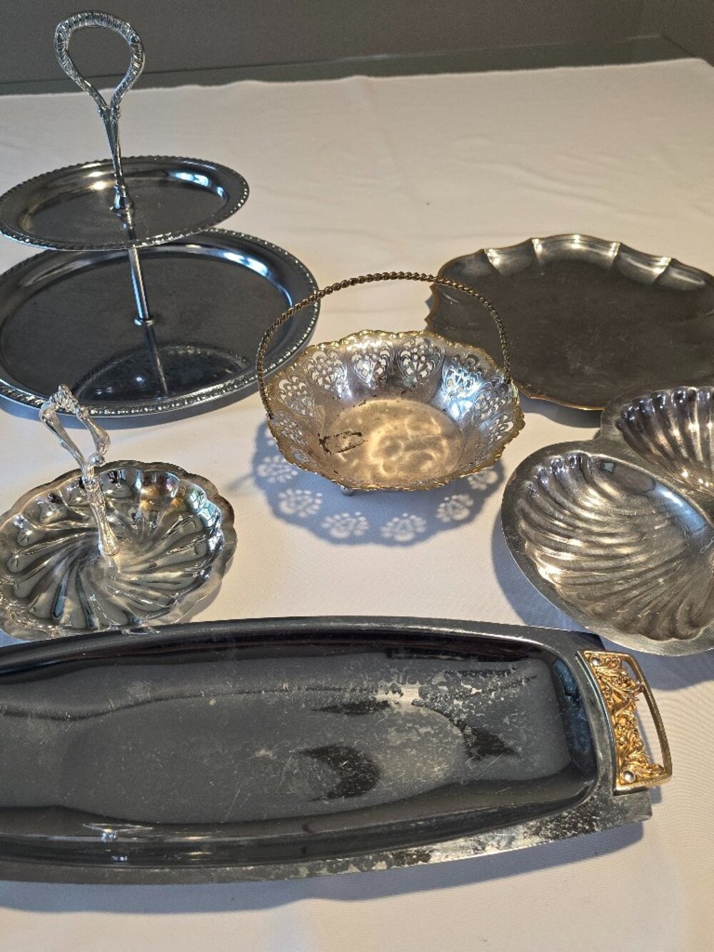 Silver Plated Scalloped and Tiered serving